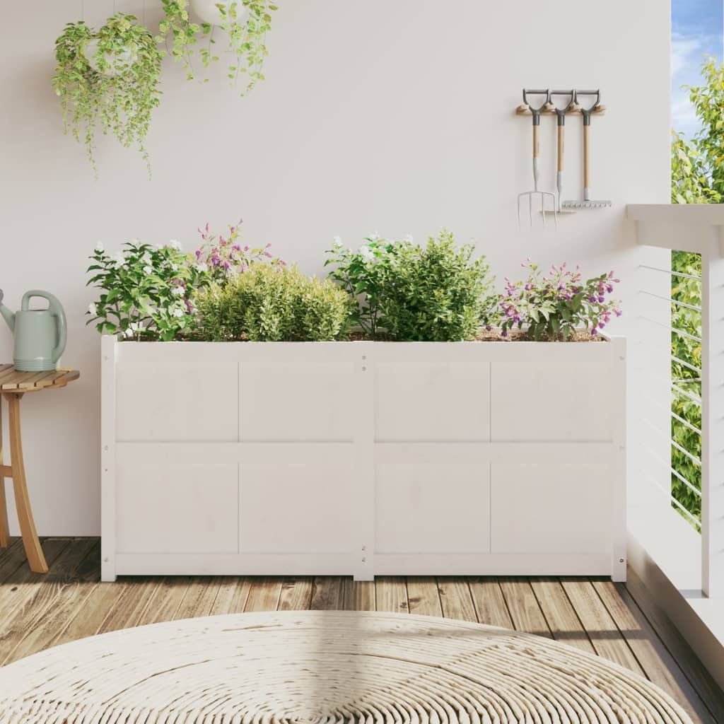 VidaXL Plantenbak 150x50x70 cm massief grenenhout wit