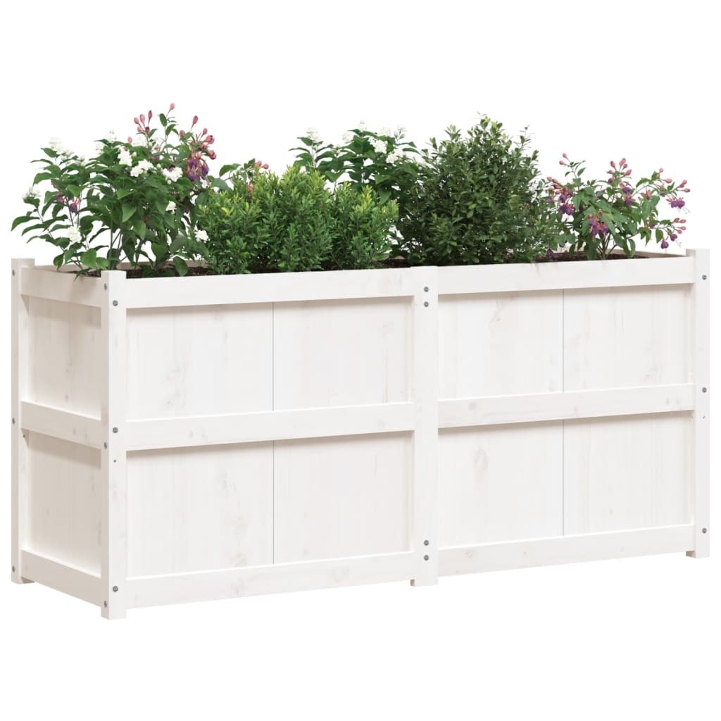 VidaXL Plantenbak 150x50x70 cm massief grenenhout wit