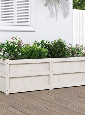 VidaXL Plantenbak 150x50x50 cm massief grenenhout wit