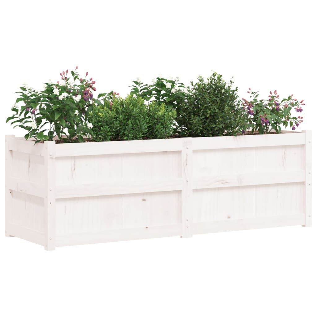 VidaXL Plantenbak 150x50x50 cm massief grenenhout wit