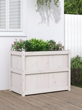 VidaXL Plantenbak 90x50x70 cm massief grenenhout wit
