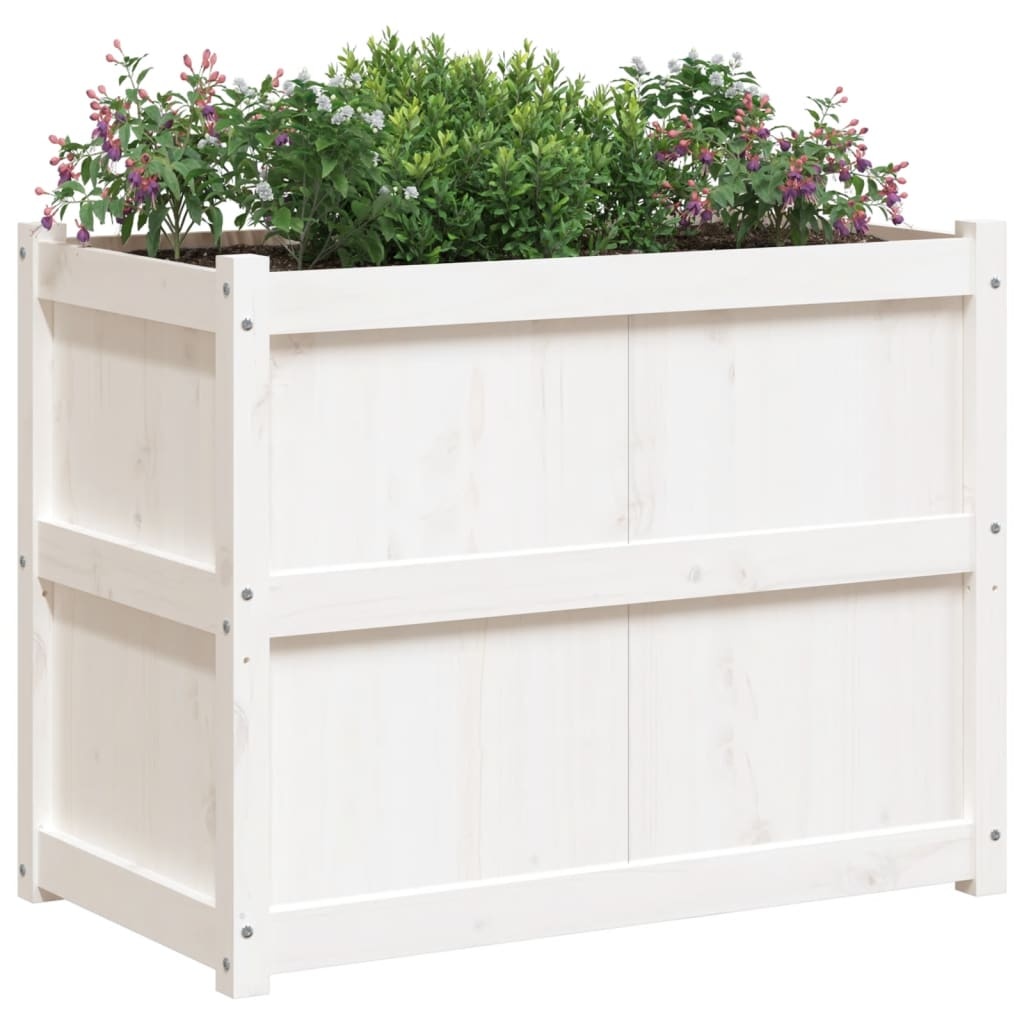 VidaXL Plantenbak 90x50x70 cm massief grenenhout wit