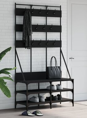 VidaXL Kledingrek met schoenenrek 100x40x184 cm zwart