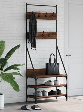 VidaXL Kledingrek met schoenenrek 72x34x184 cm bruineikenkleurig