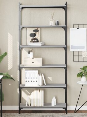 VidaXL Boekenkast 6-laags 80x30x188 cm bewerkt hout grijs sonoma