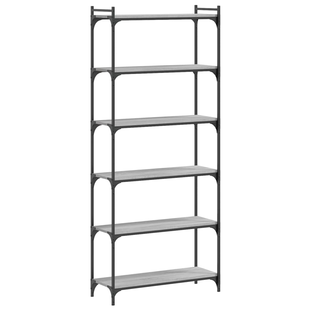 VidaXL Boekenkast 6-laags 80x30x188 cm bewerkt hout grijs sonoma