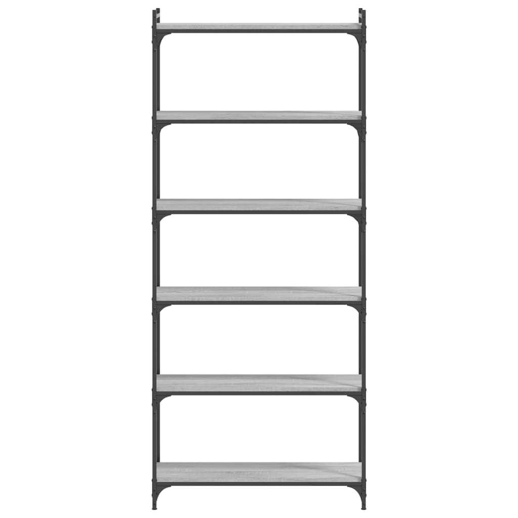 VidaXL Boekenkast 6-laags 80x30x188 cm bewerkt hout grijs sonoma