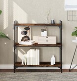 VidaXL Boekenkast 3-laags 80x30x86 cm bewerkt hout gerookt eikenkleur