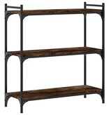 VidaXL Boekenkast 3-laags 80x30x86 cm bewerkt hout gerookt eikenkleur