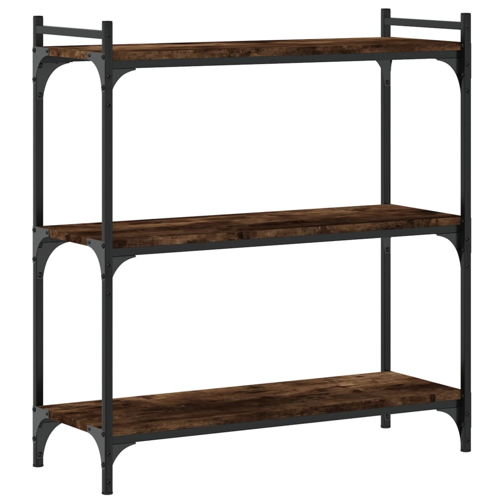 VidaXL Boekenkast 3-laags 80x30x86 cm bewerkt hout gerookt eikenkleur
