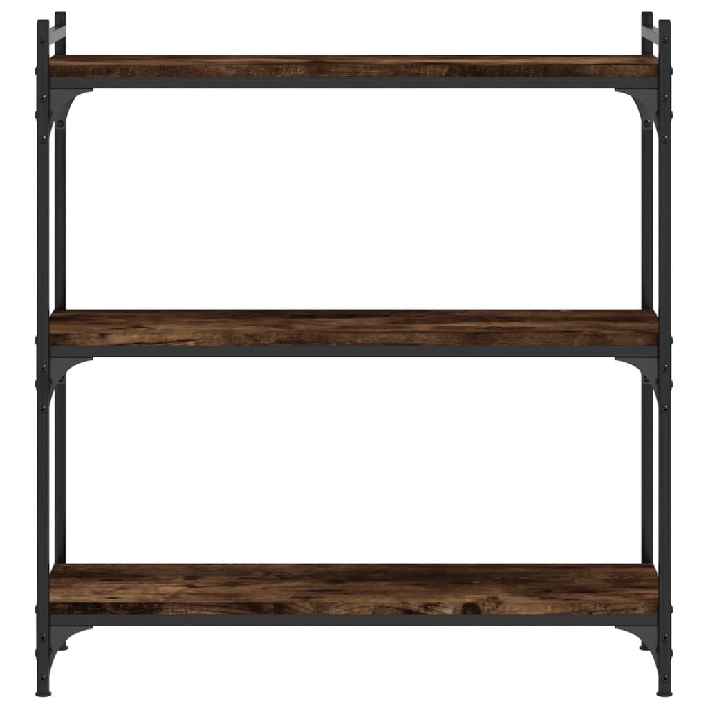 VidaXL Boekenkast 3-laags 80x30x86 cm bewerkt hout gerookt eikenkleur