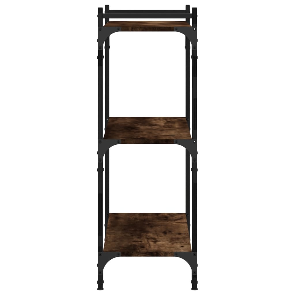 VidaXL Boekenkast 3-laags 80x30x86 cm bewerkt hout gerookt eikenkleur