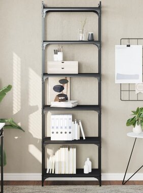 VidaXL Boekenkast 6-laags 60x30x188 cm bewerkt hout zwart
