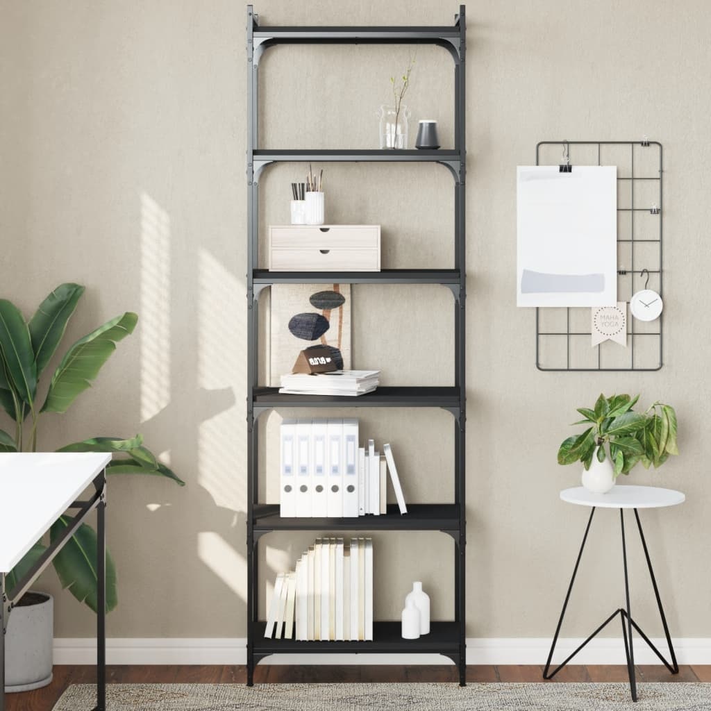 VidaXL Boekenkast 6-laags 60x30x188 cm bewerkt hout zwart