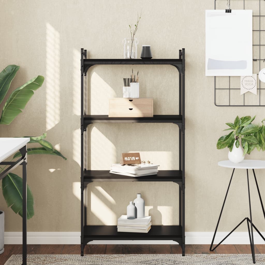 VidaXL Boekenkast 4-laags 60x30x120 cm bewerkt hout zwart