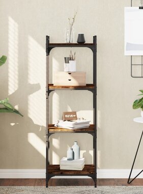 VidaXL Boekenkast 4-laags 40x30x120 cm bewerkt hout gerookt eikenkleur
