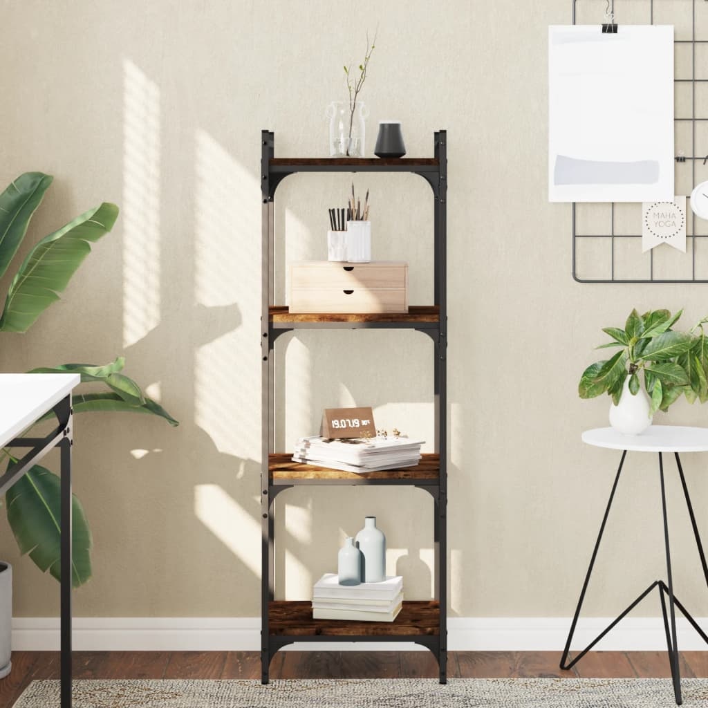 VidaXL Boekenkast 4-laags 40x30x120 cm bewerkt hout gerookt eikenkleur