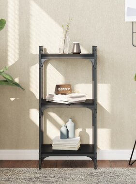 VidaXL Boekenkast 3-laags 40x30x86 cm bewerkt hout zwart