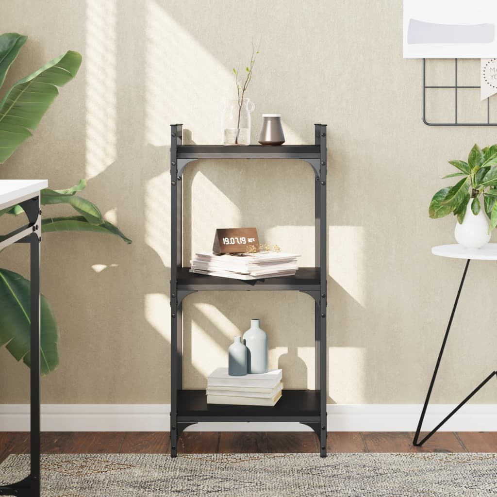 VidaXL Boekenkast 3-laags 40x30x86 cm bewerkt hout zwart