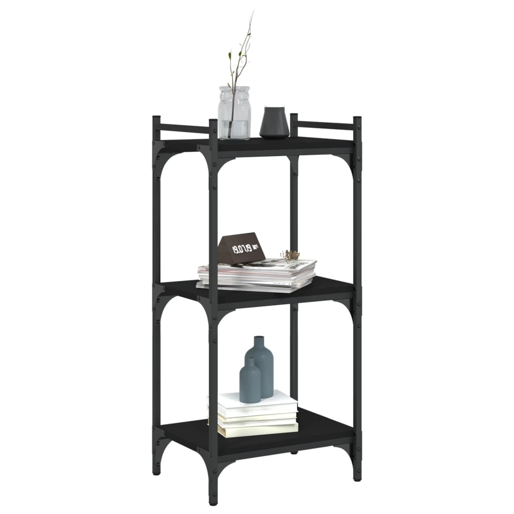 VidaXL Boekenkast 3-laags 40x30x86 cm bewerkt hout zwart
