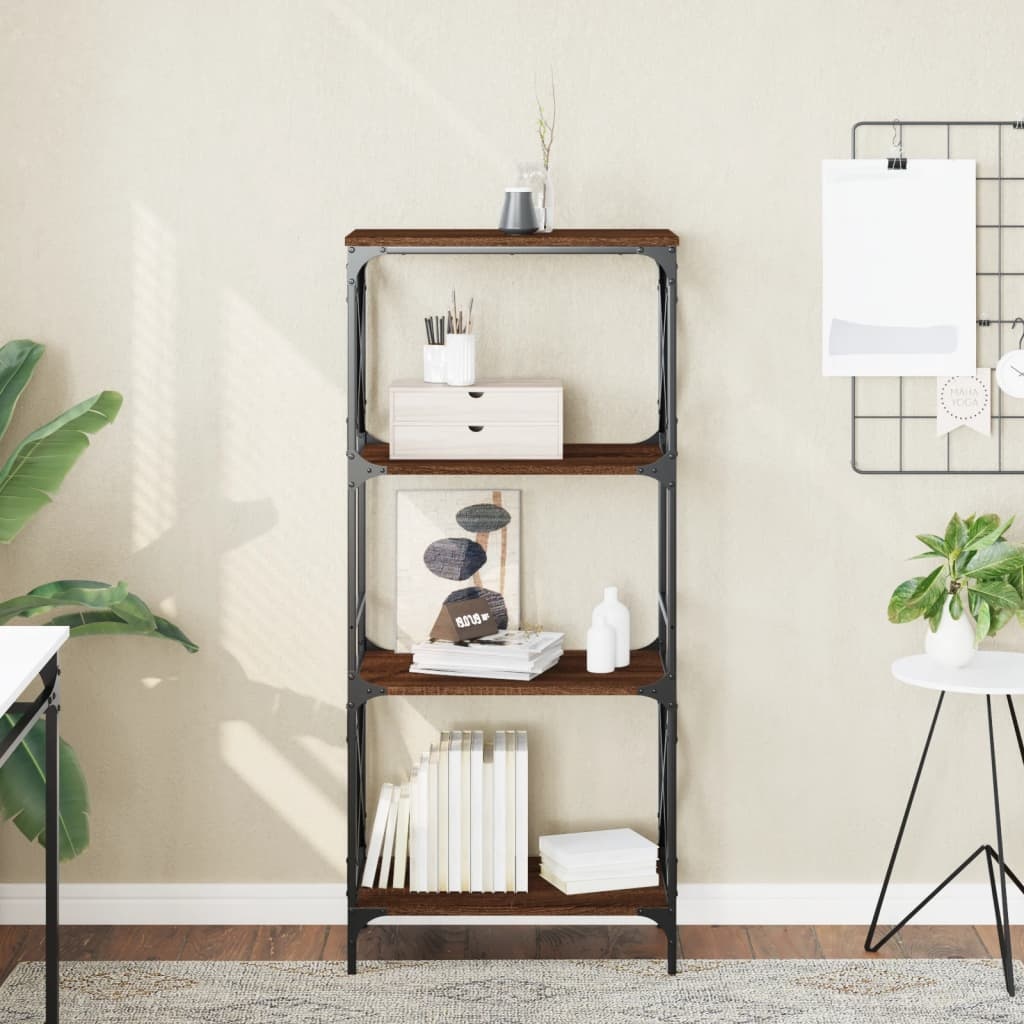 VidaXL Boekenkast 4-laags 59x35x132 cm bewerkt hout bruineikenkleurig