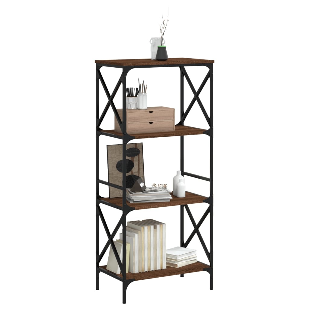 VidaXL Boekenkast 4-laags 59x35x132 cm bewerkt hout bruineikenkleurig