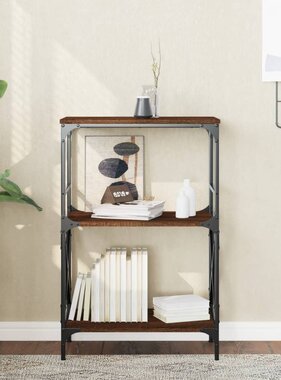 VidaXL Boekenkast 3-laags 59x35x90,5 cm bewerkt hout bruineikenkleurig
