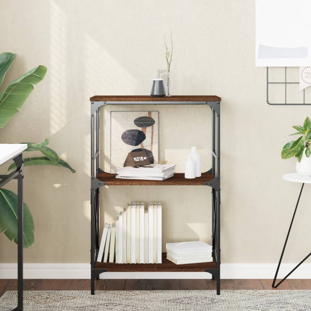VidaXL Boekenkast 3-laags 59x35x90,5 cm bewerkt hout bruineikenkleurig