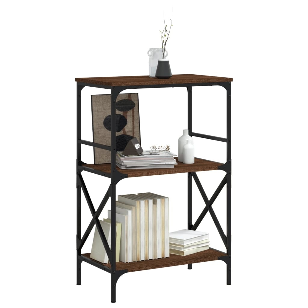 VidaXL Boekenkast 3-laags 59x35x90,5 cm bewerkt hout bruineikenkleurig