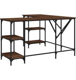 VidaXL Bureau 139x139x75 cm bewerkt hout bruineikenkleurig