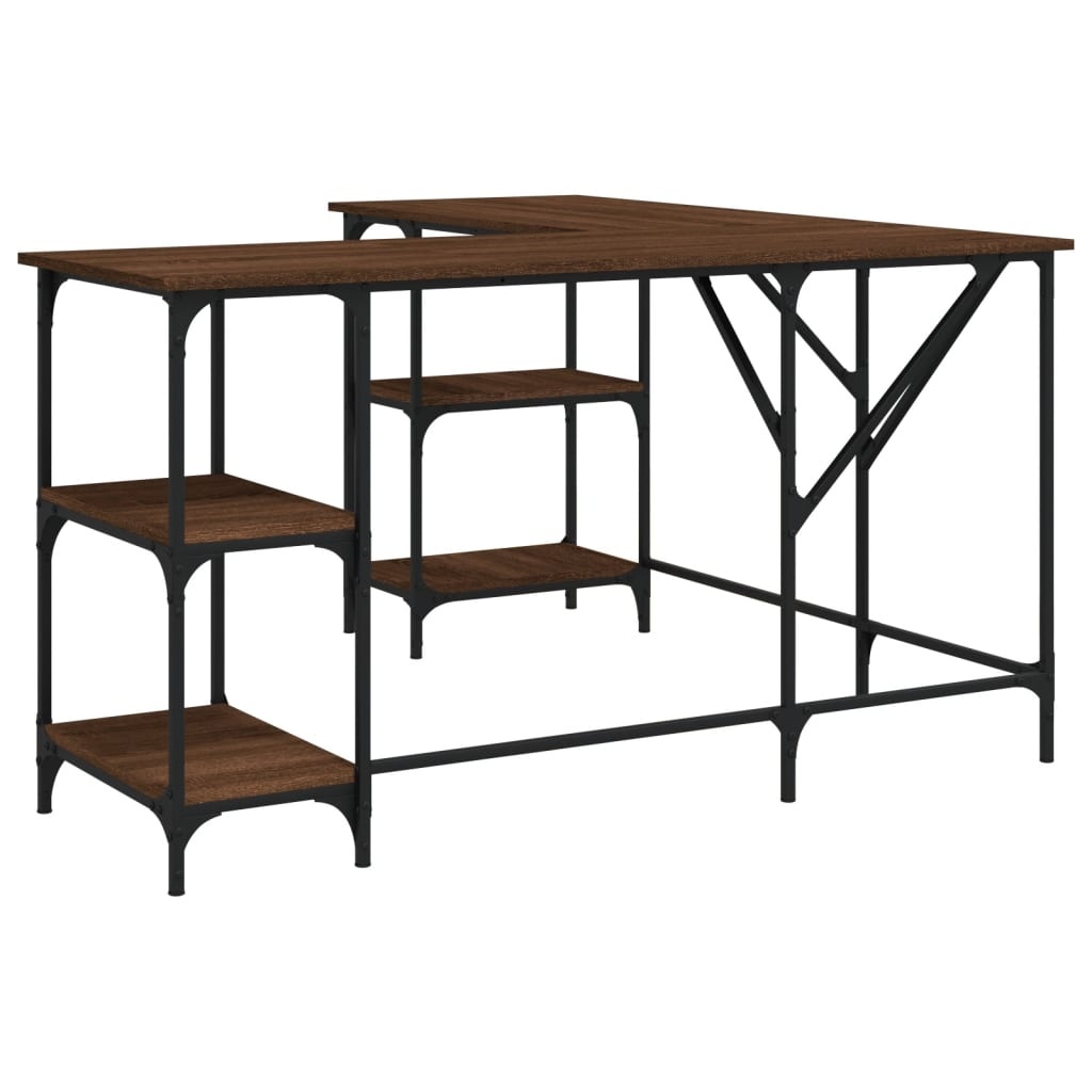 VidaXL Bureau 139x139x75 cm bewerkt hout bruineikenkleurig