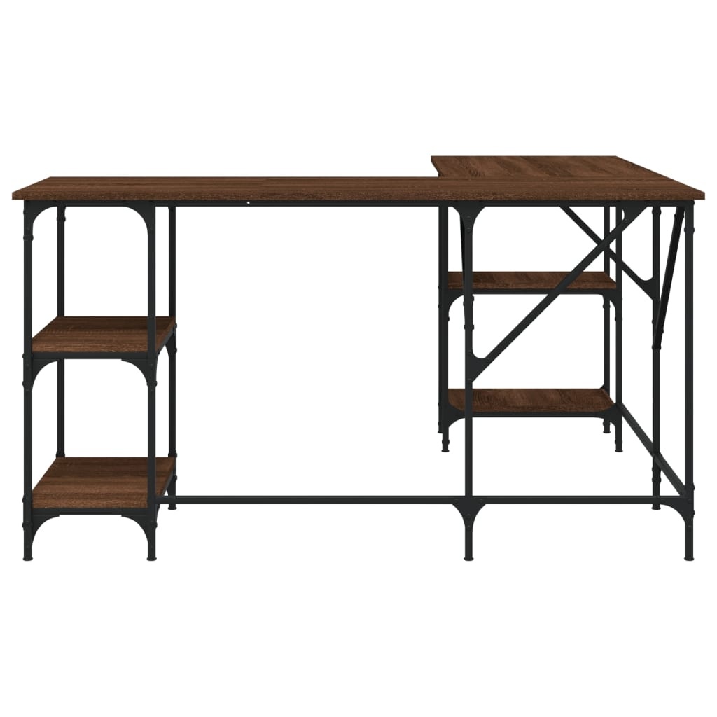 VidaXL Bureau 139x139x75 cm bewerkt hout bruineikenkleurig