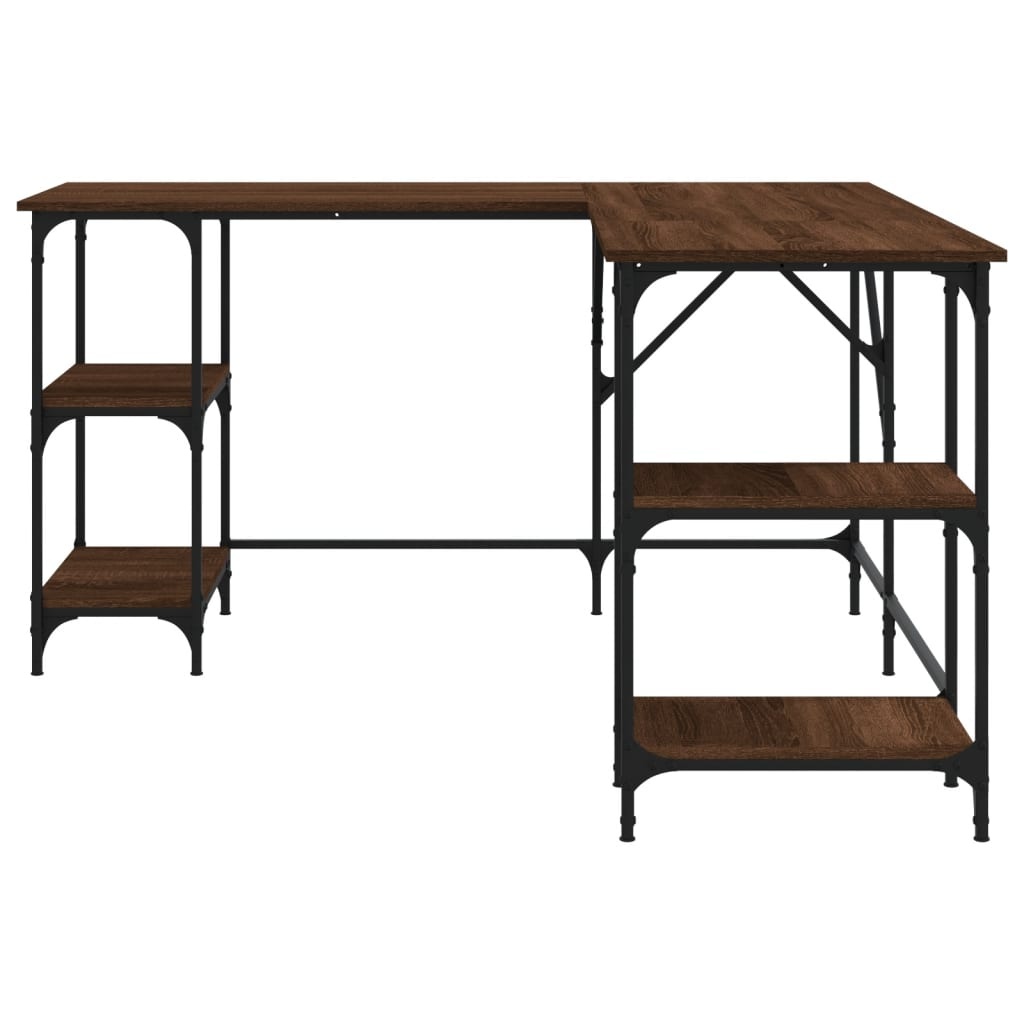 VidaXL Bureau 139x139x75 cm bewerkt hout bruineikenkleurig