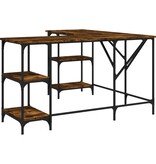 VidaXL Bureau 139x139x75 cm bewerkt hout gerookt eikenkleurig