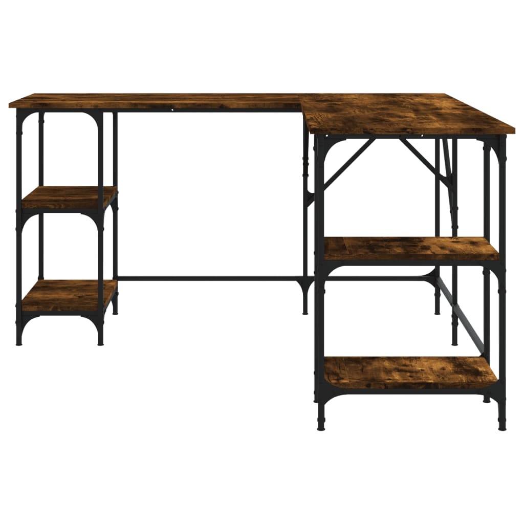 VidaXL Bureau 139x139x75 cm bewerkt hout gerookt eikenkleurig