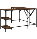 VidaXL Bureau 139x139x75 cm bewerkt hout bruineikenkleurig