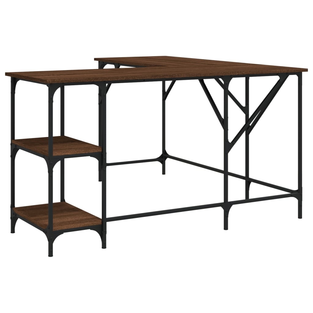 VidaXL Bureau 139x139x75 cm bewerkt hout bruineikenkleurig