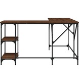VidaXL Bureau 139x139x75 cm bewerkt hout bruineikenkleurig