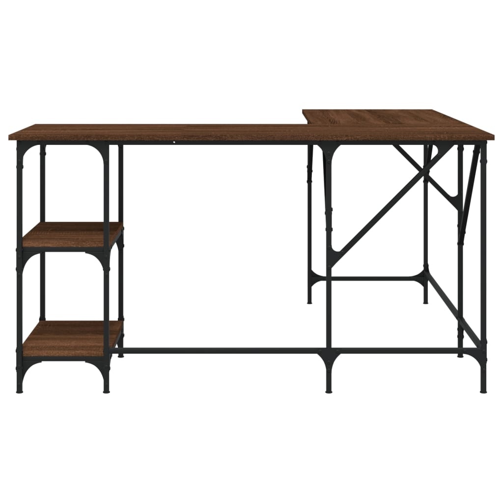 VidaXL Bureau 139x139x75 cm bewerkt hout bruineikenkleurig