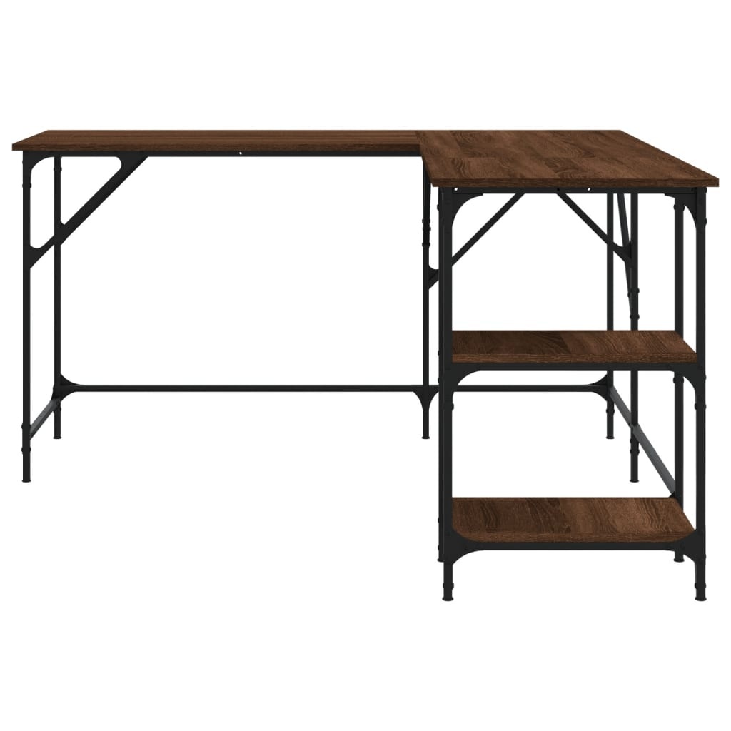 VidaXL Bureau 139x139x75 cm bewerkt hout bruineikenkleurig