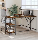 VidaXL Bureau 139x139x75 cm bewerkt hout gerookt eikenkleurig