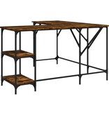 VidaXL Bureau 139x139x75 cm bewerkt hout gerookt eikenkleurig