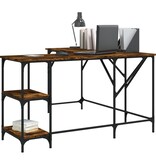 VidaXL Bureau 139x139x75 cm bewerkt hout gerookt eikenkleurig