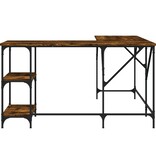 VidaXL Bureau 139x139x75 cm bewerkt hout gerookt eikenkleurig