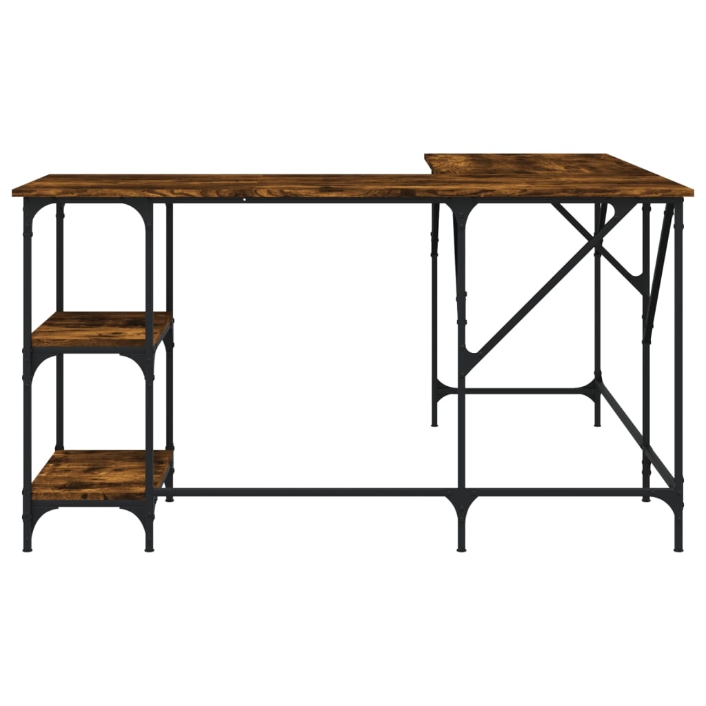 VidaXL Bureau 139x139x75 cm bewerkt hout gerookt eikenkleurig