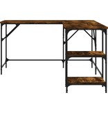 VidaXL Bureau 139x139x75 cm bewerkt hout gerookt eikenkleurig