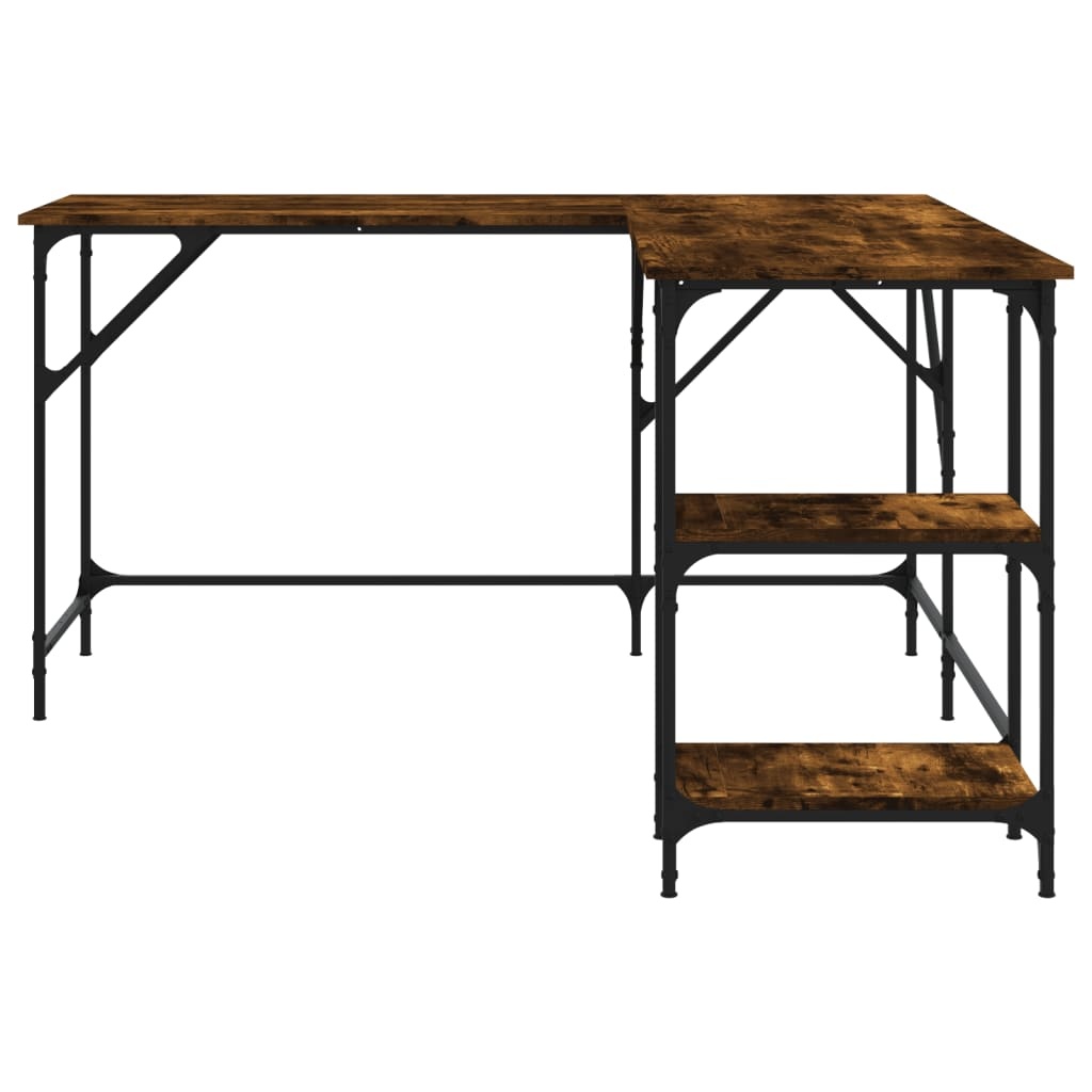 VidaXL Bureau 139x139x75 cm bewerkt hout gerookt eikenkleurig