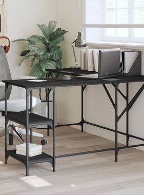 VidaXL Bureau 139x139x75 cm bewerkt hout zwart