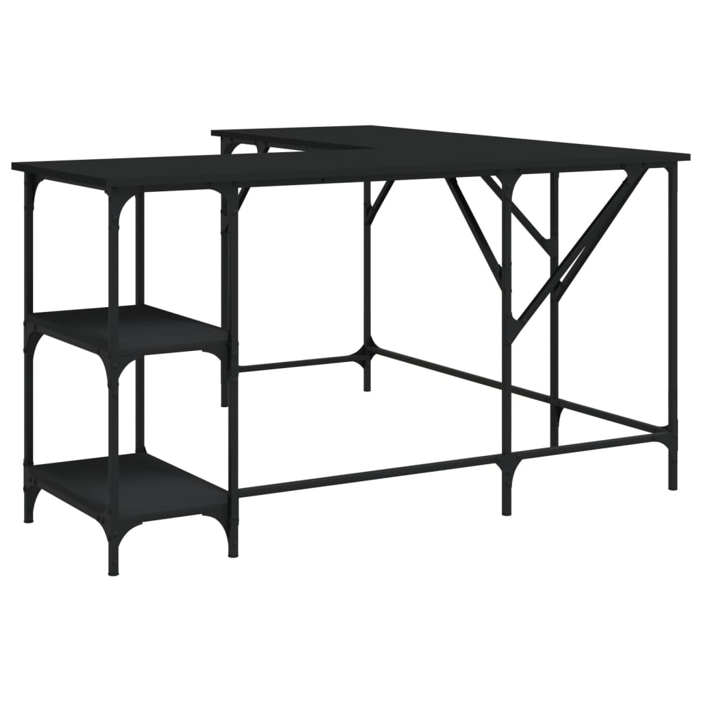 VidaXL Bureau 139x139x75 cm bewerkt hout zwart