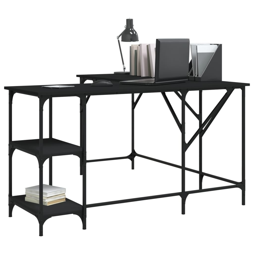 VidaXL Bureau 139x139x75 cm bewerkt hout zwart